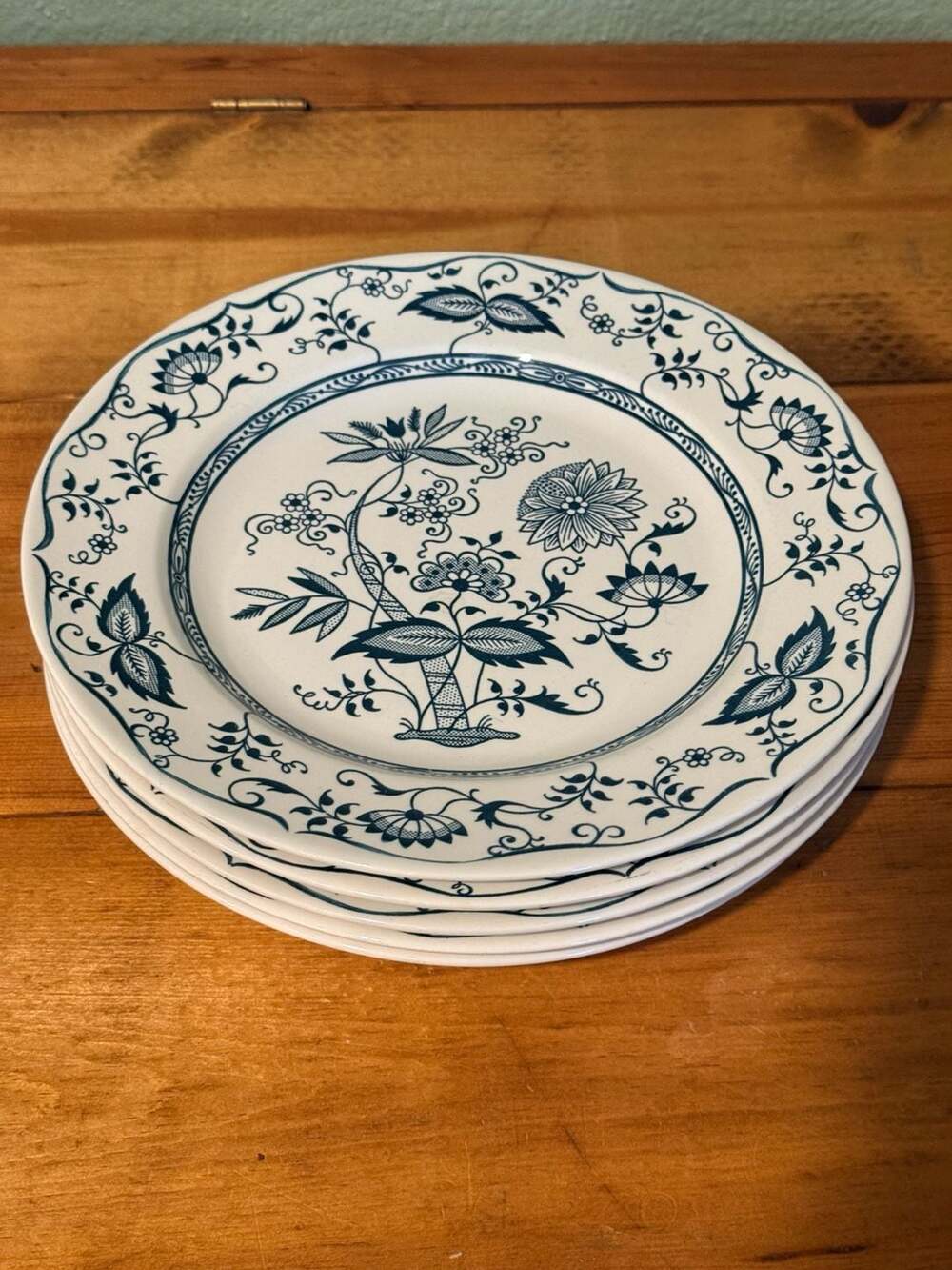 Royal China Cavalier Blue Onion Ironstone Dinner Plates Set of 4 - 6.5”
